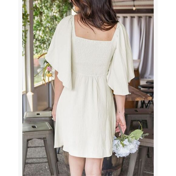 NEW Dokotoo Deep V Neck Elegant Bow tie Mini Dress S - Picture 2 of 4